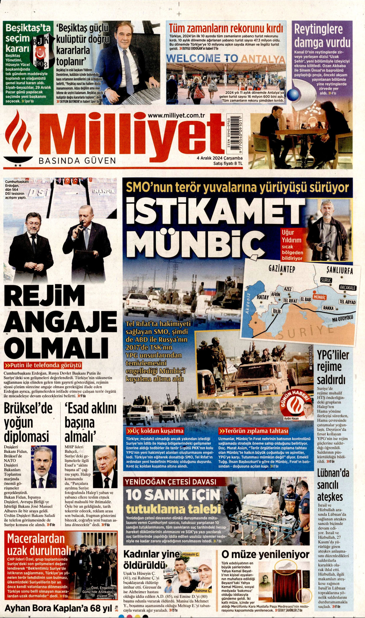 MİLLİYET 4 Aralık 2024 Gazete Manşeti Büyük