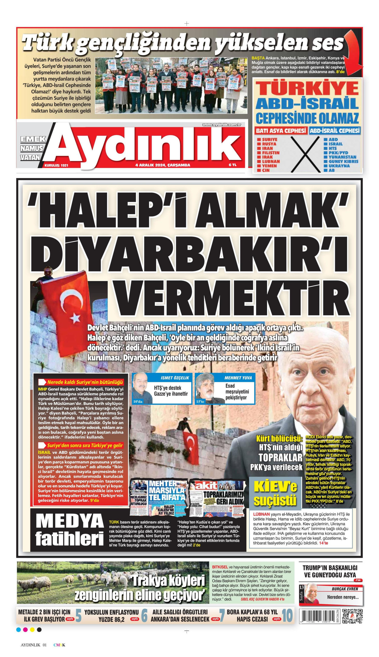 AYDINLIK GAZETESİ 4 Aralık 2024 Gazete Manşeti Büyük