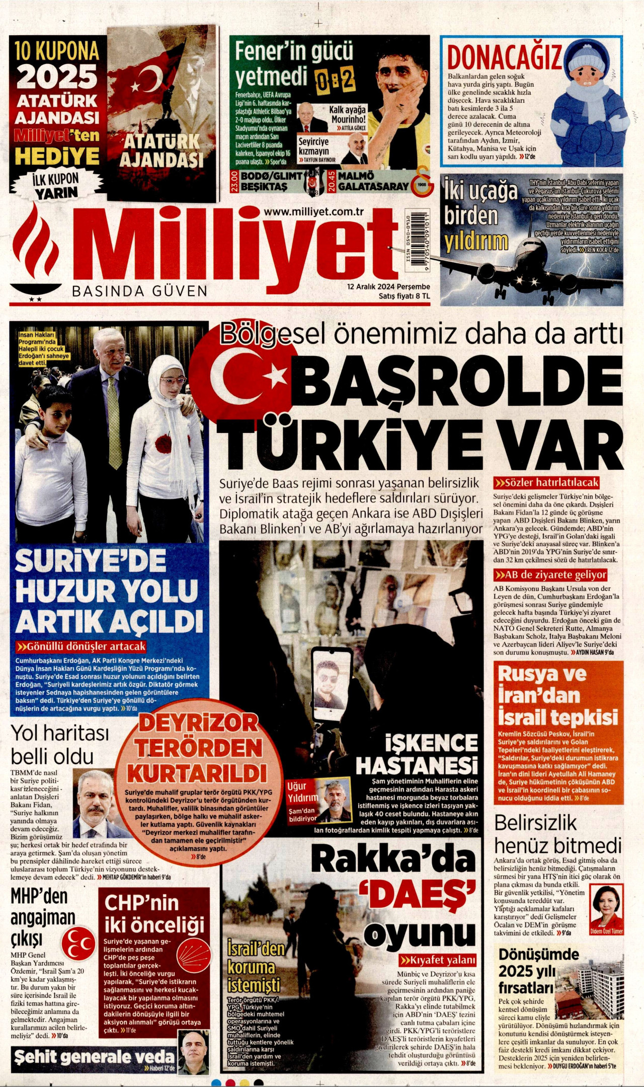 MİLLİYET 12 Aralık 2024 Gazete Manşeti Büyük