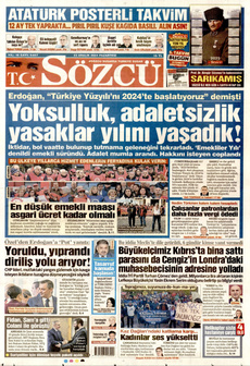 SÖZCÜ 23 Aralık 2024 Gazete Manşeti Küçük