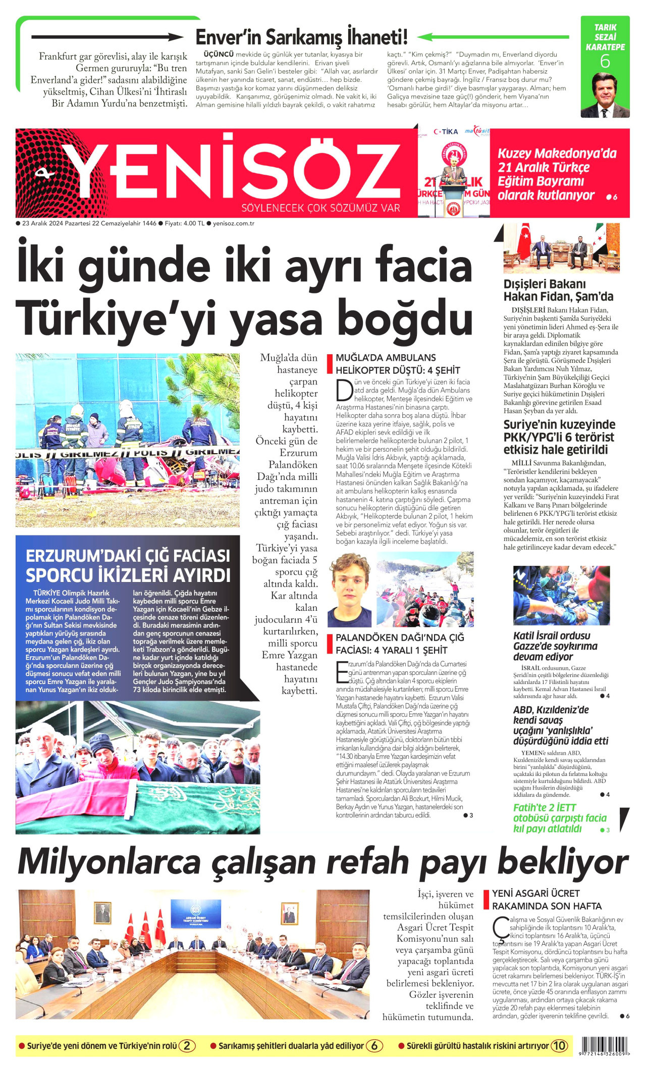 YENİ SÖZ GAZETESİ 23 Aralık 2024 Gazete Manşeti Büyük