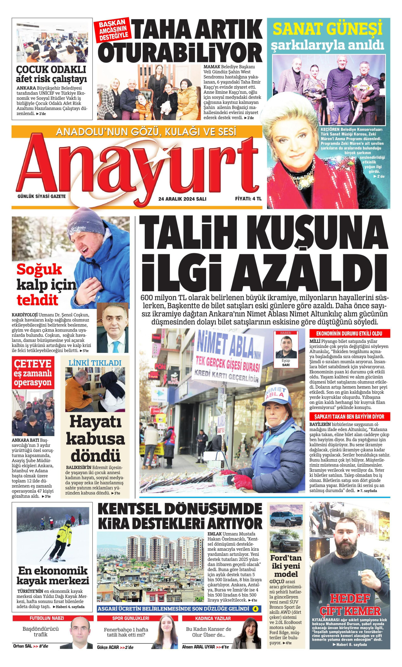 ANAYURT 24 Aralık 2024 Gazete Manşeti Büyük