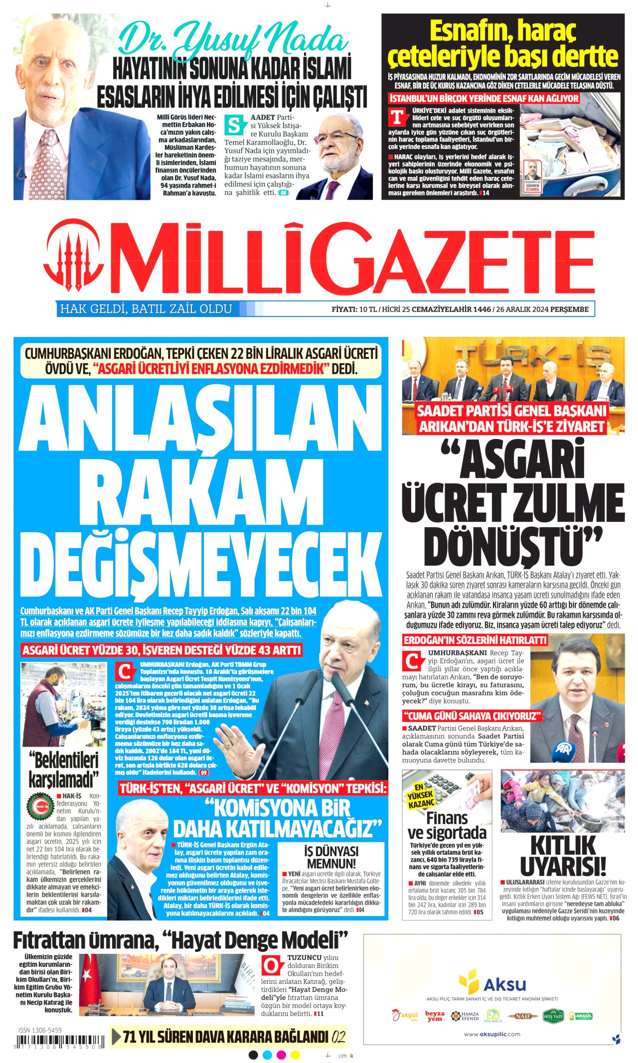 MİLLİ GAZETE 26 Aralık 2024 Gazete Manşeti Büyük