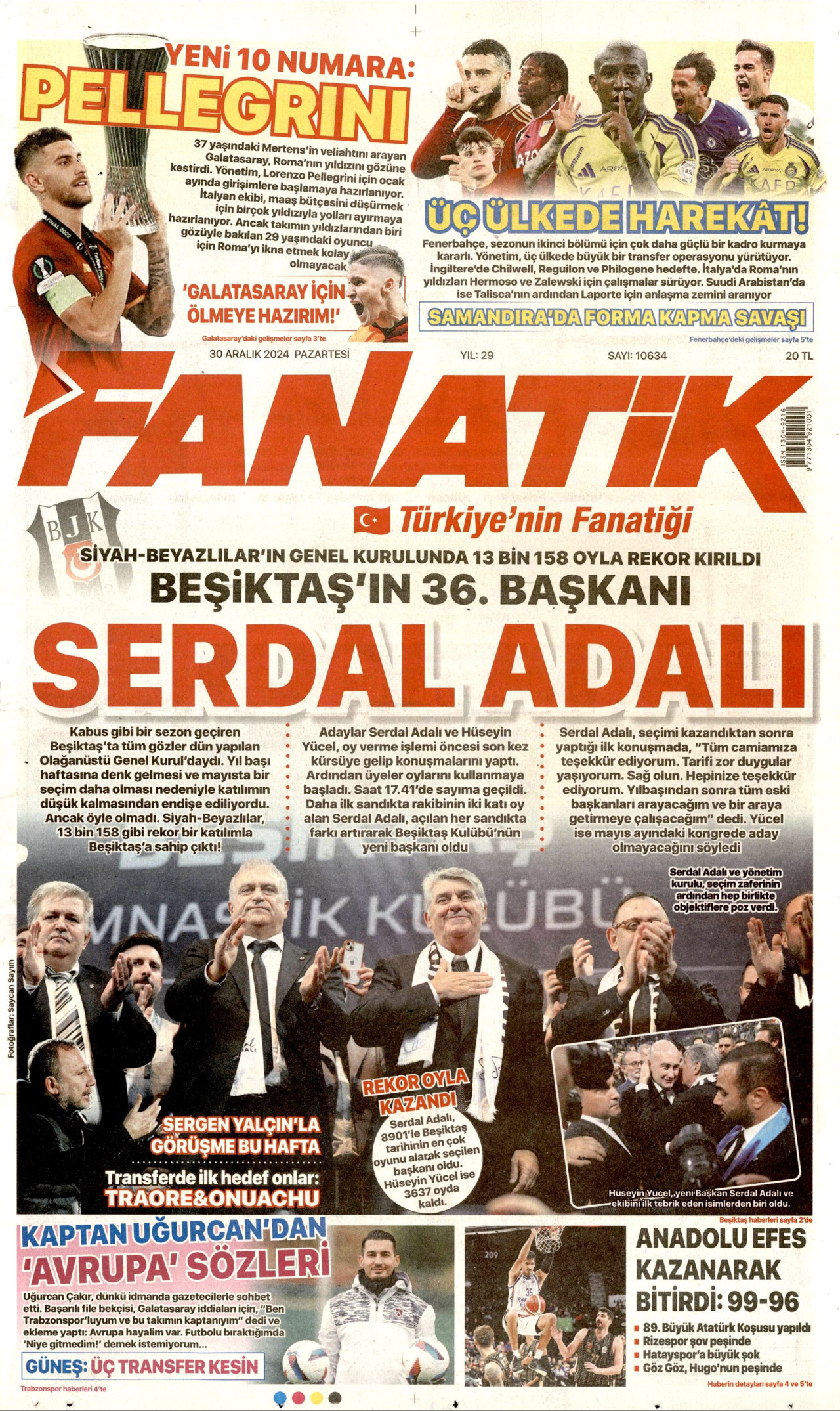 FANATİK 30 Aralık 2024 Gazete Manşeti Büyük