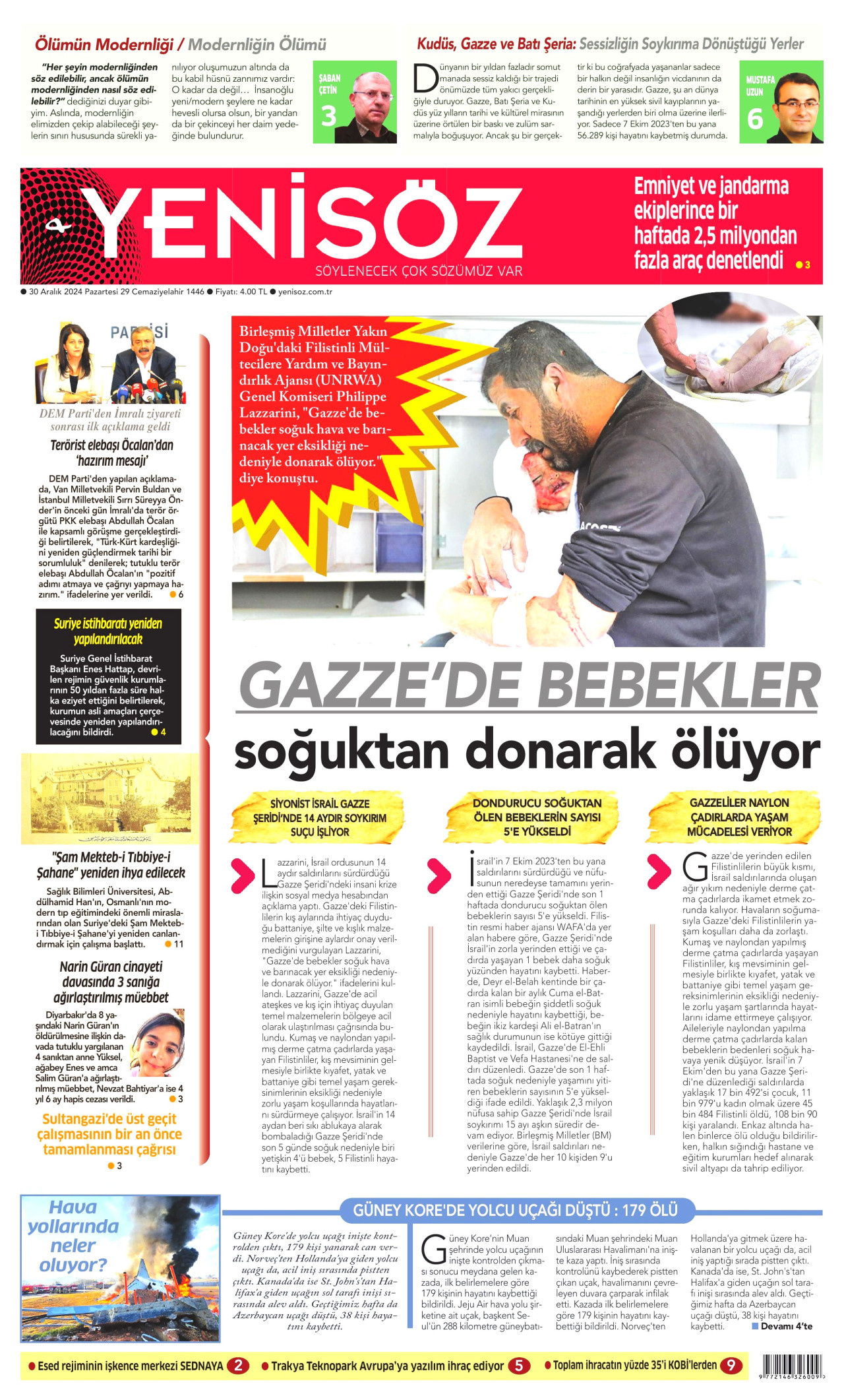 YENİ SÖZ GAZETESİ 30 Aralık 2024 Gazete Manşeti Büyük