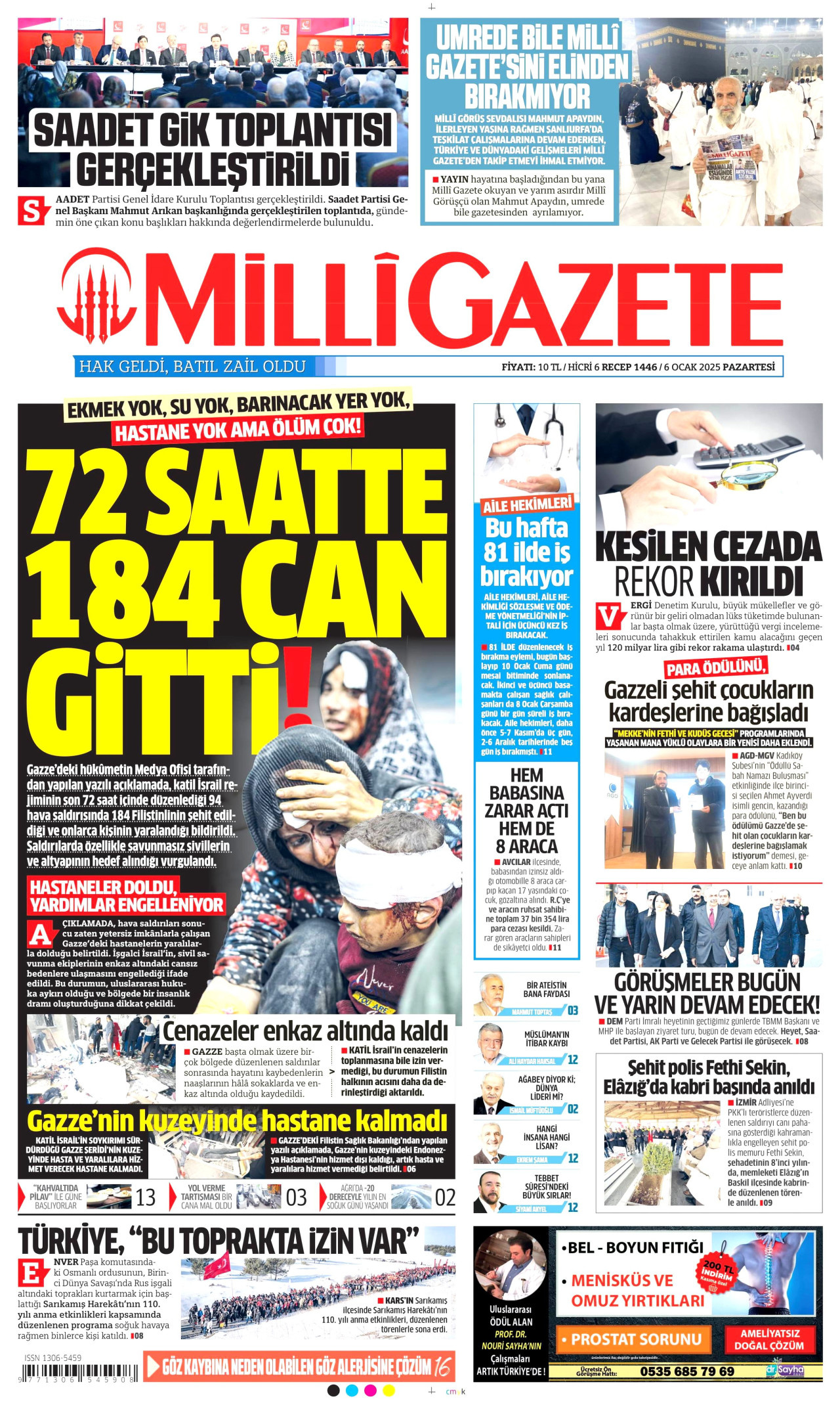 MİLLİ GAZETE 6 Ocak 2025 Gazete Manşeti Büyük