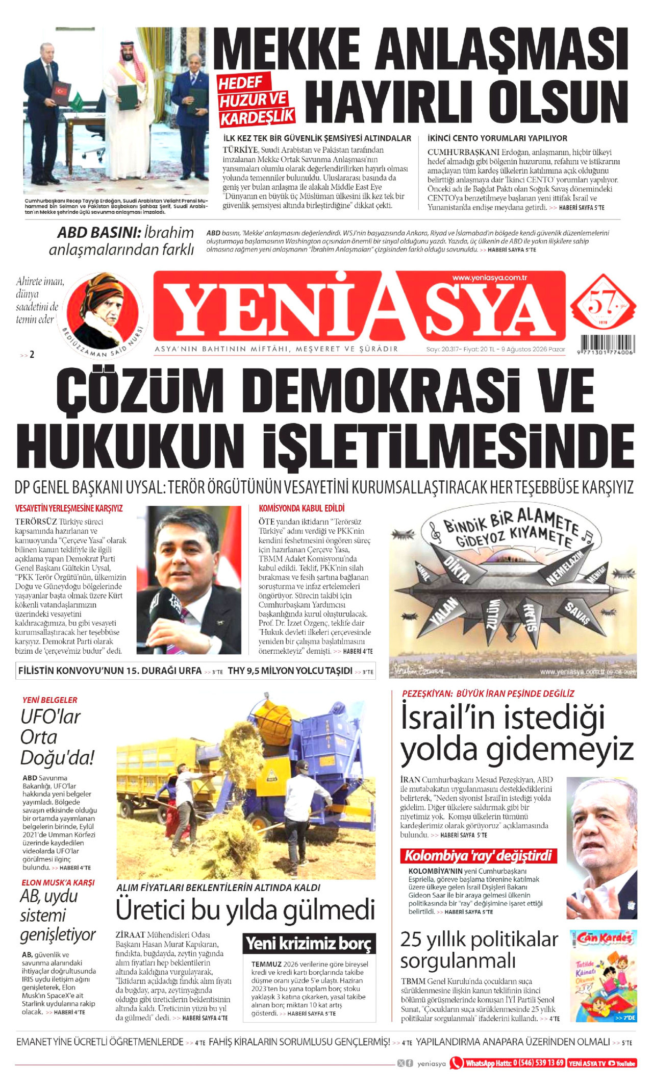 YENİ ASYA 9 Ağustos 2026 Gazete Manşeti Büyük
