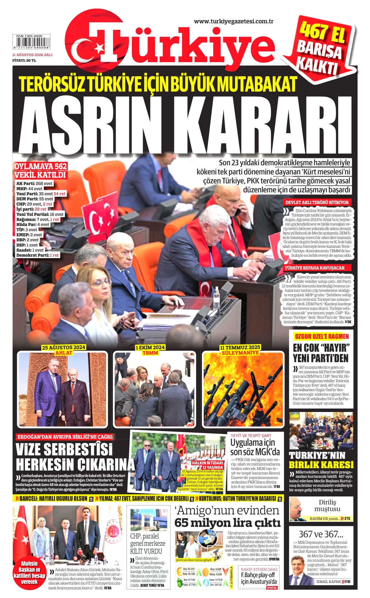 TÜRKİYE GAZETESİ 11 Ağustos 2026 Gazete Manşeti Büyük