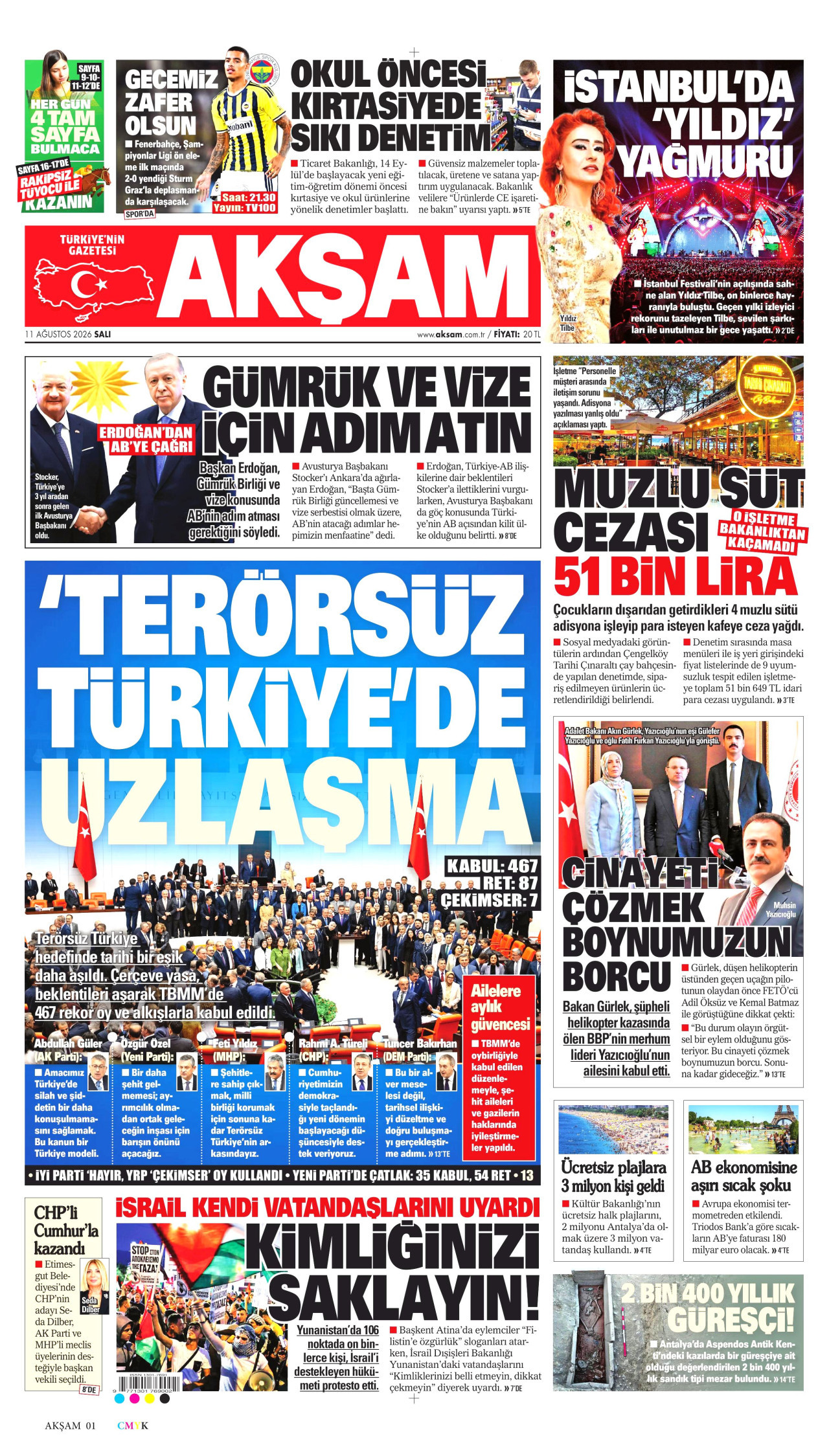 AKŞAM 11 Ağustos 2026 Gazete Manşeti Büyük